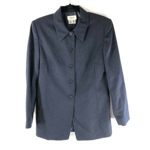 Talbots Womens Vintage Wool Jacket Button Front Collar Navy Blue Size 8